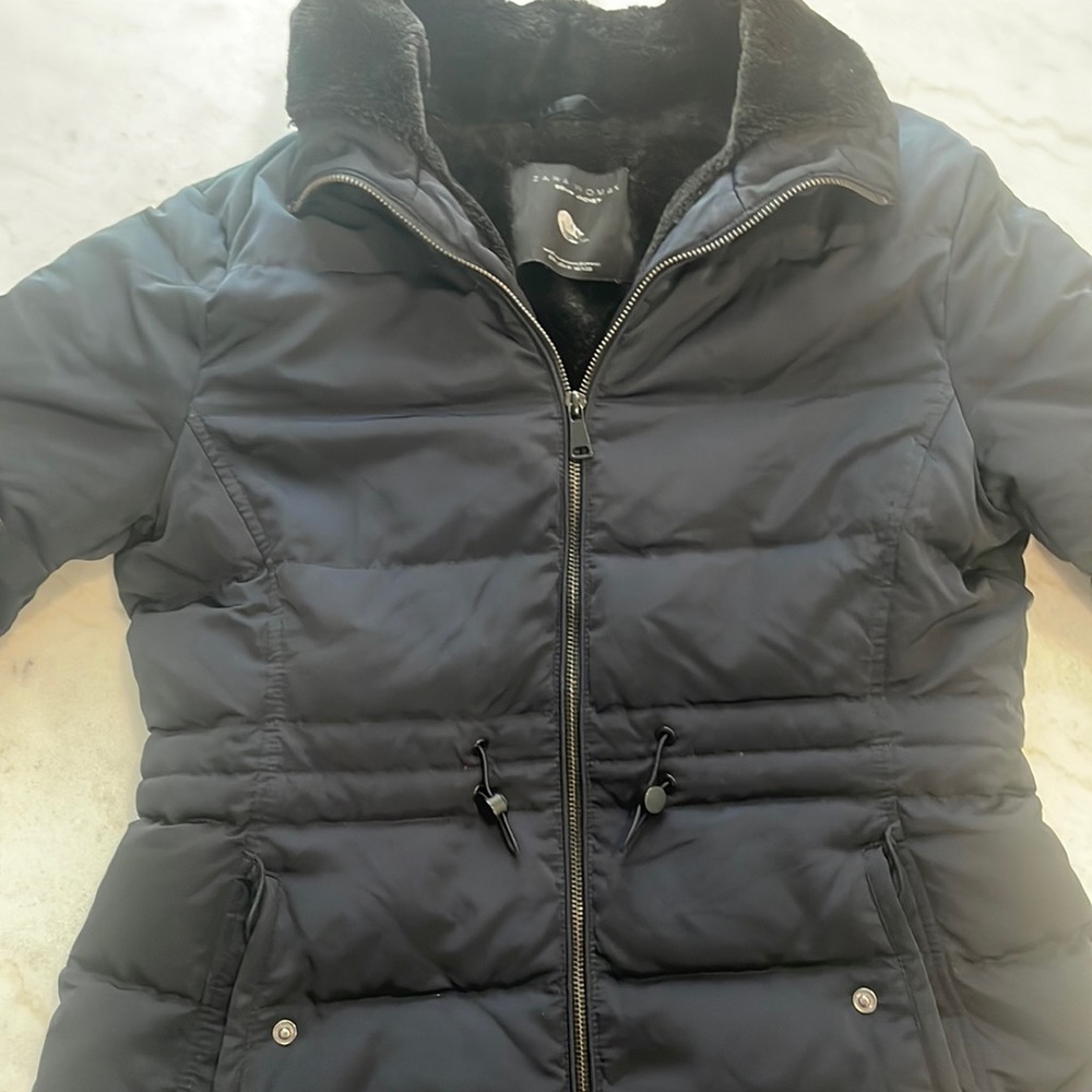 Zara woman down coat - navy blue